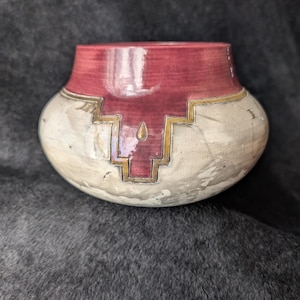 Signed J. Rodriguez Southwest Pottery Vase | 1994 Burgundy & Tan Ceramic Art | Rustic Desert Decor Statement Piece