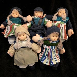 Vintage Porcelain-Faced 6&quot;  Dolls / Dutch or German Folk Dolls / Collectible Doll Set / Choice of Handcrafted Dolls / Nostalgic Dolls