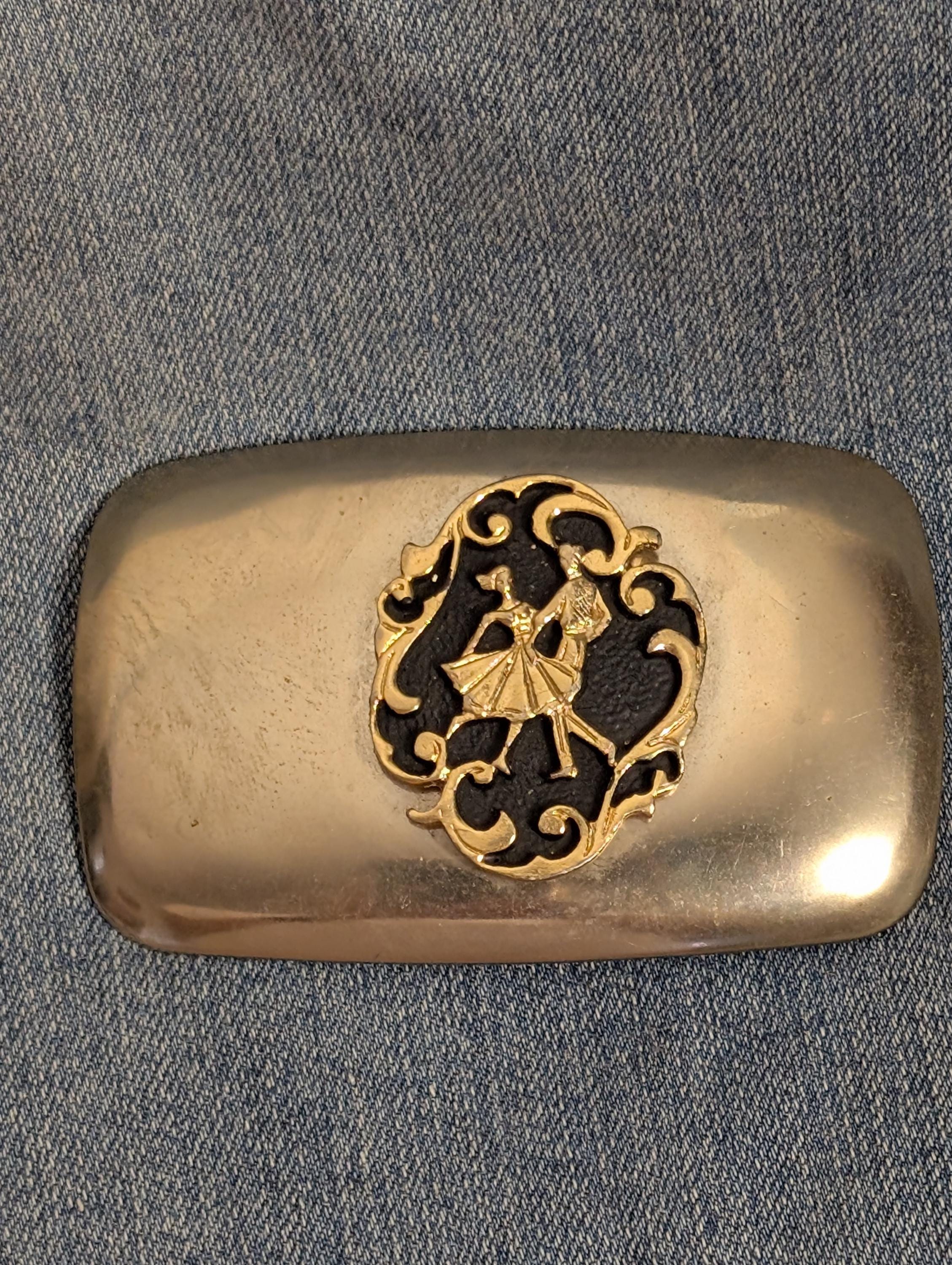 Vintage Dancing Couple Square Style Two Tone Belt Buckle WESTERN SQUARE DANCING COUPLE BELT BUCKLE! VINTAGE! RARE  main image 3