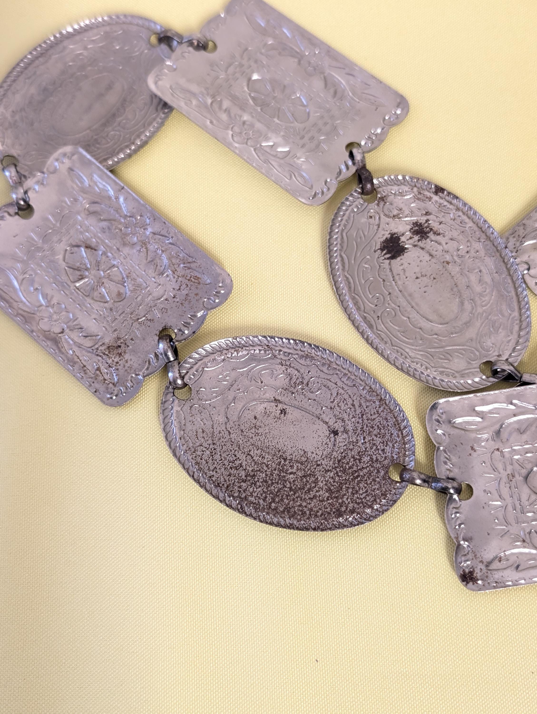 Vintage Silver Medallion Chain Belt | Statement Waist Belt 