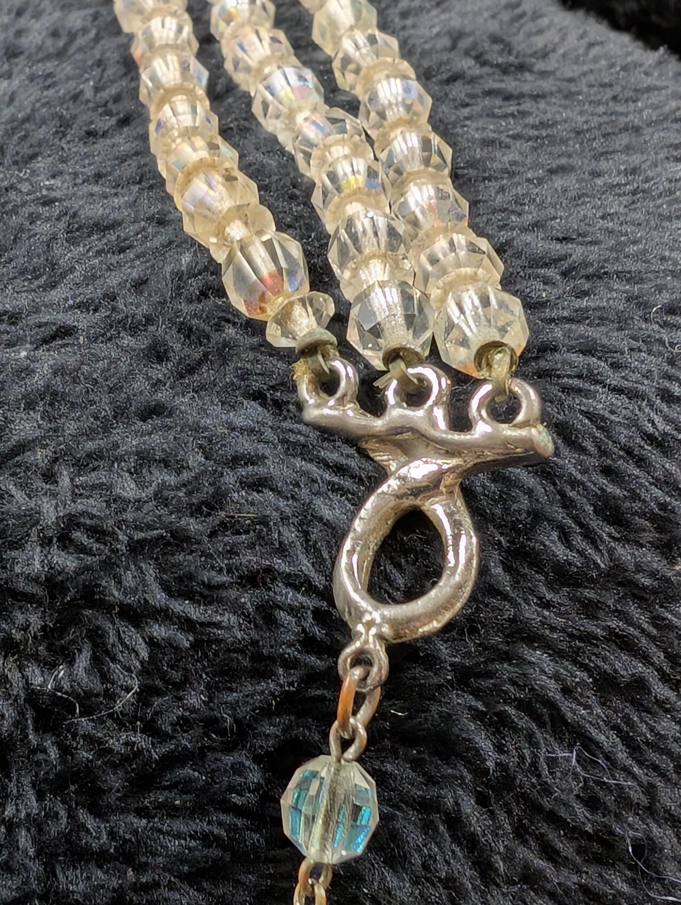 Vintage 3-strand Crystal Necklaces | Clear Graduated AB 