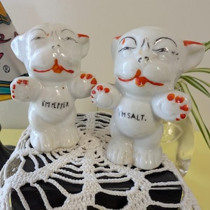 Vintage Anthropomorphic Dog Salt and Pepper Shakers | I&#39;m Salt & I&#39;m Pepper | Made in Japan