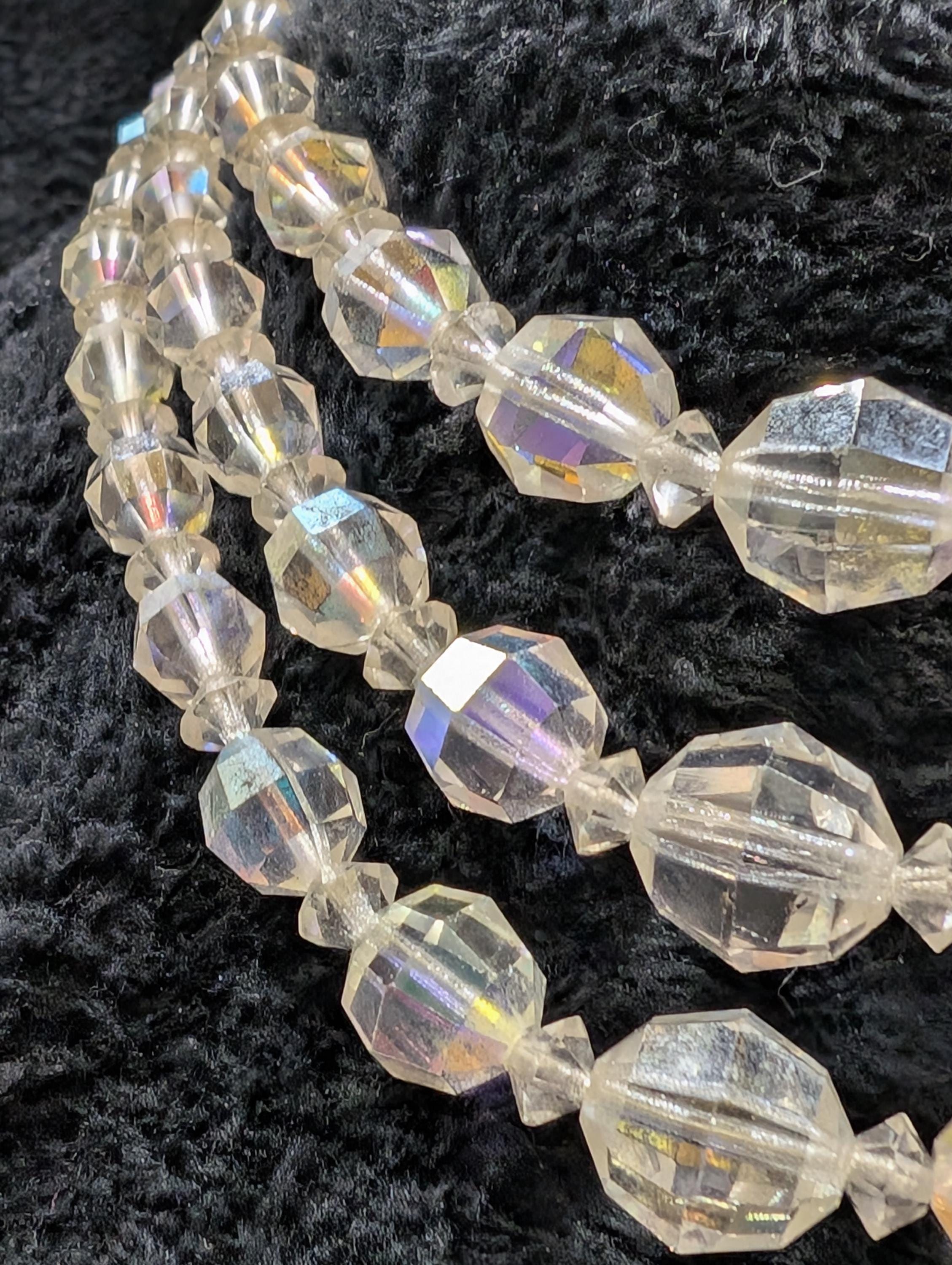 Vintage 3-strand Crystal Necklaces | Clear Graduated AB  display picture 1