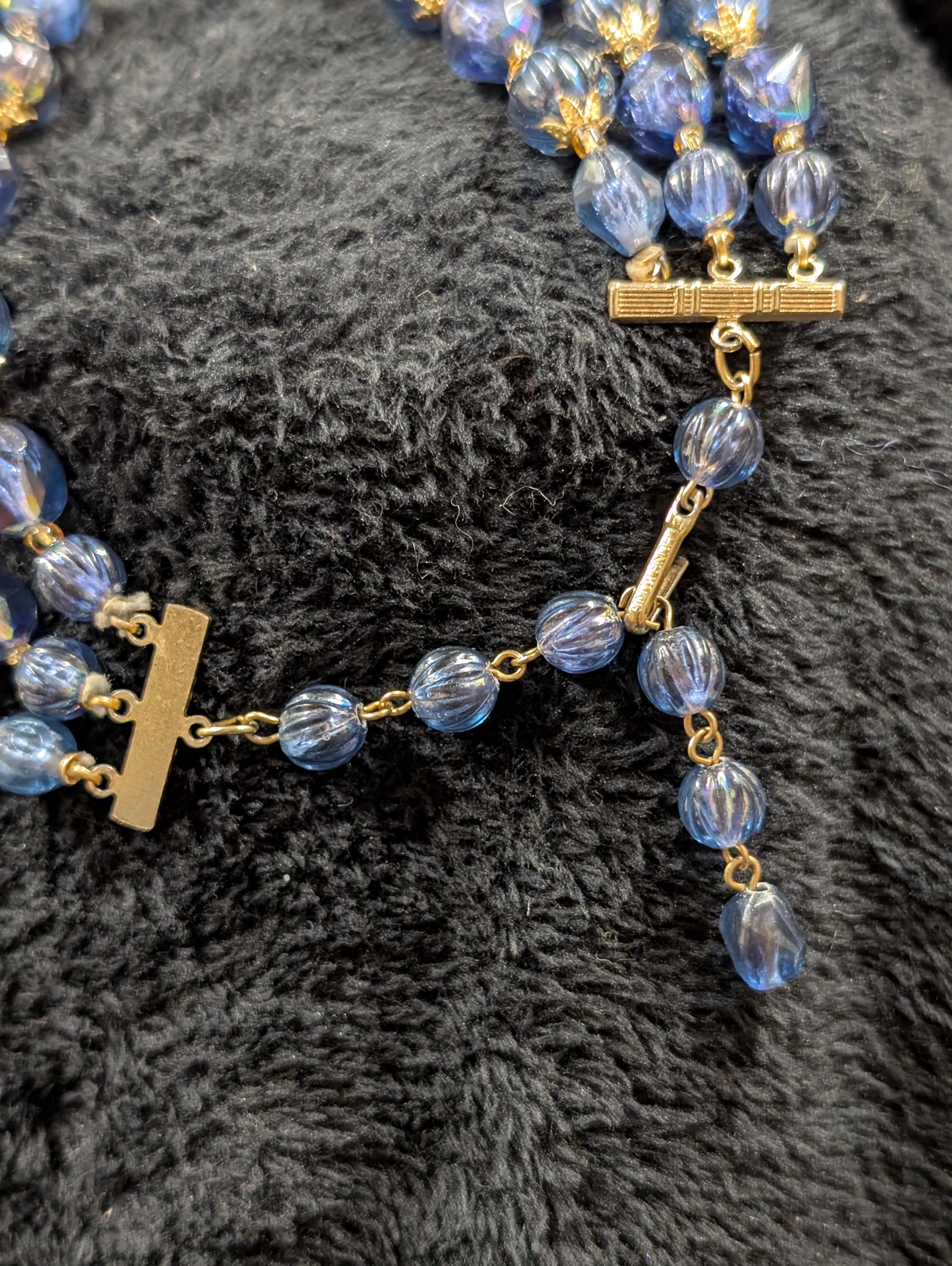 Vintage 3 Strand Clear AB Crystal Bead Necklace Wedding Formal 17 Inch 50s Crystal Choker Necklaces CHOICE: 4 Strand OR 3 Strand  main image 3