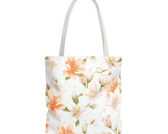 lovely Flowers Tote Bag, floral Tote Bag, Cotton Canvas Tote Bag, Cute Tote Bag, 3 sizes, Shopping Bag, Bride tote bag