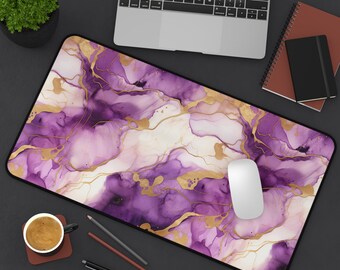 Purple Marble Pattern Desk Mat, Desk Mat abstract, Gaming Mouse Pad, Cute Mouse Mat, Extra Large purple Desk Mat, pink Desk Topper