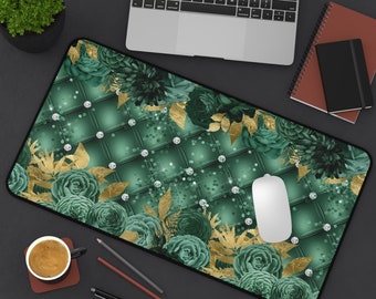 Green Desk Mat, Green Desk Pad, Desk Accessory, Emerald Green Desk Mat, Gaming Mouse Pad, Green Mouse Mat, Extra Large Green Desk Mat