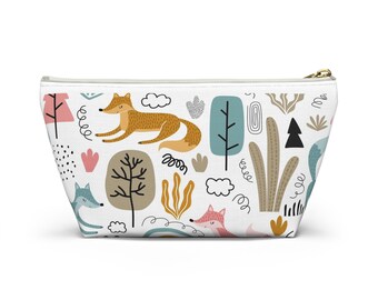 animal Accessory Pouch w T-bottom, Printed Accessory Pouch w T-bottom | Nature Makeup Cosmetics Toiletries Pencil Bag