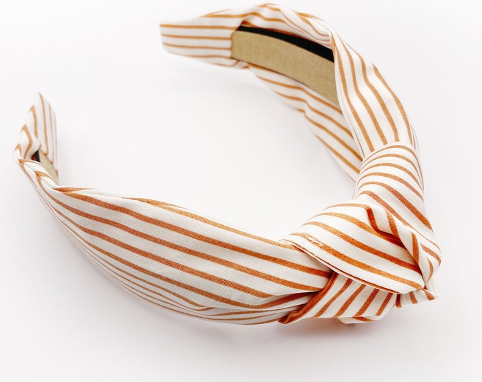 Handmade Copper Striped Knotted Headband: Boho Hair Accessory