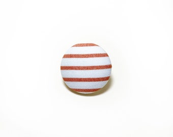 Copper striped fabric lapel pin, handmade buttonhole pin with stripes, fabric covered pin 22mm, mens suit accessories, gift ideas for him