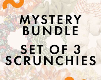 Mystery scrunchie bundle, set of 3 scrunchies, handmade scrunchie pack, boho hair ties, bun ponytail holder, random grab bag, gift ideas
