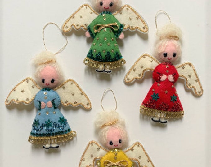Vintage Handmade Bucilla Jeweled Sequin Felt Ornaments Set Etsy