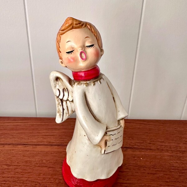 Vintage choir boy angel- chalk ware- Christmas decoration - mid century - made in Japan