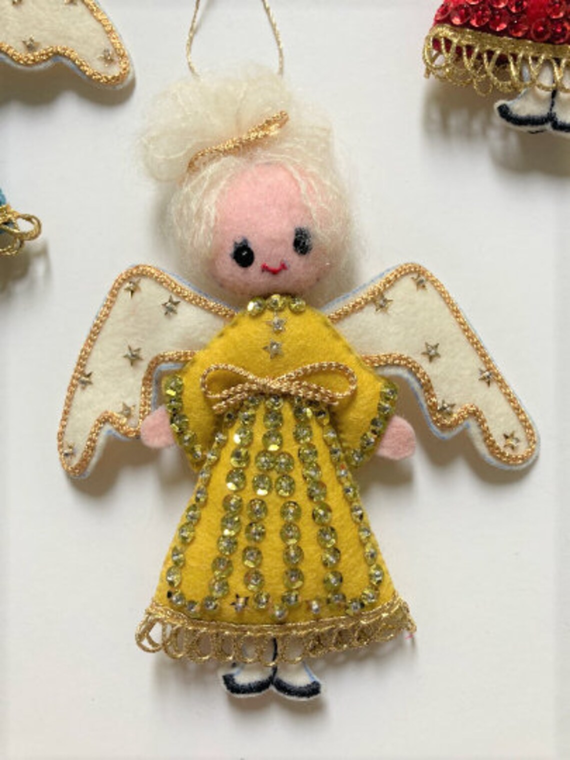 Vintage Handmade Bucilla Jeweled Sequin Felt Ornaments Set Etsy