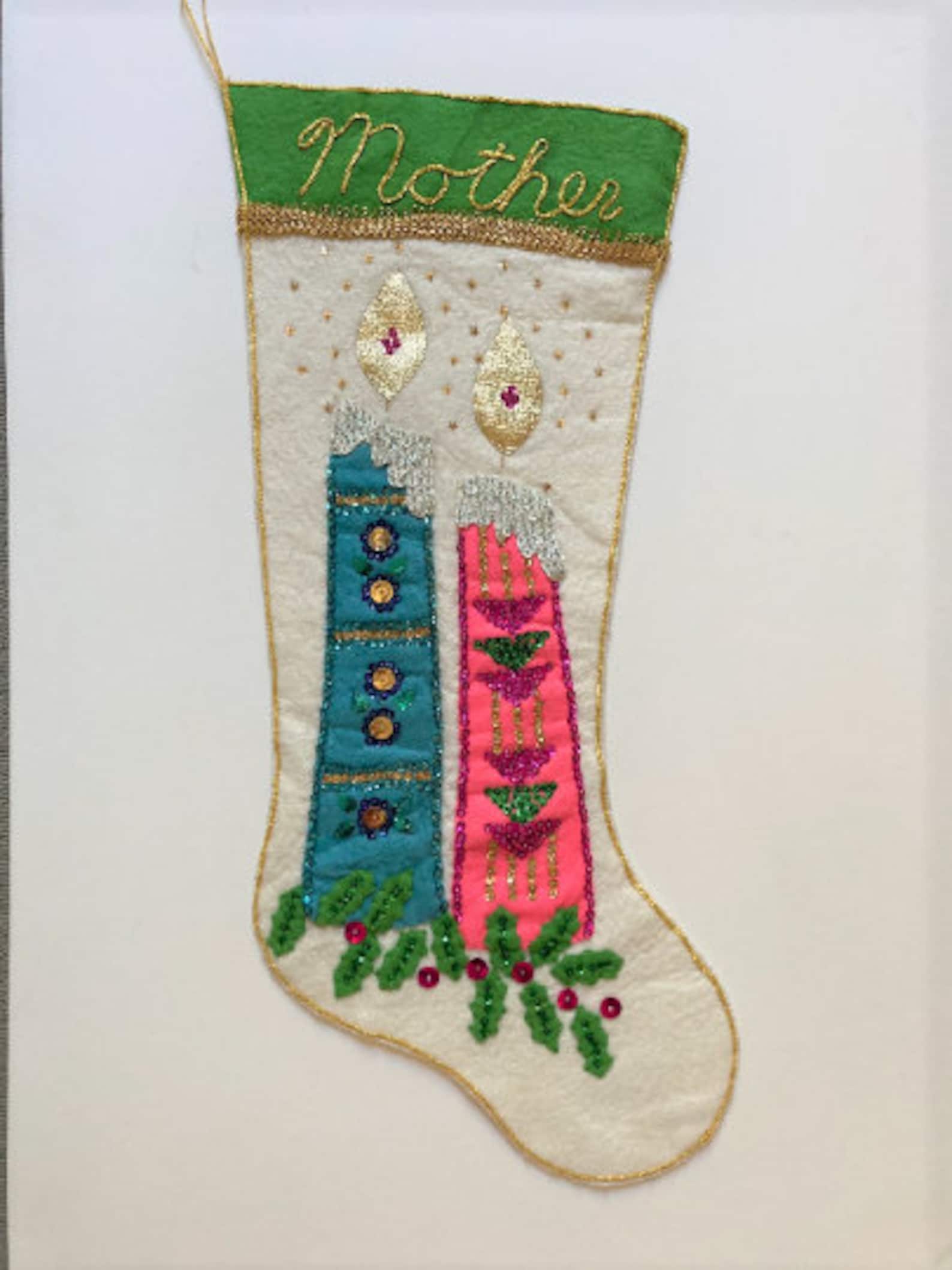 Beautiful XL Vintage Bucilla Felt Sequin Christmas Stocking Etsy