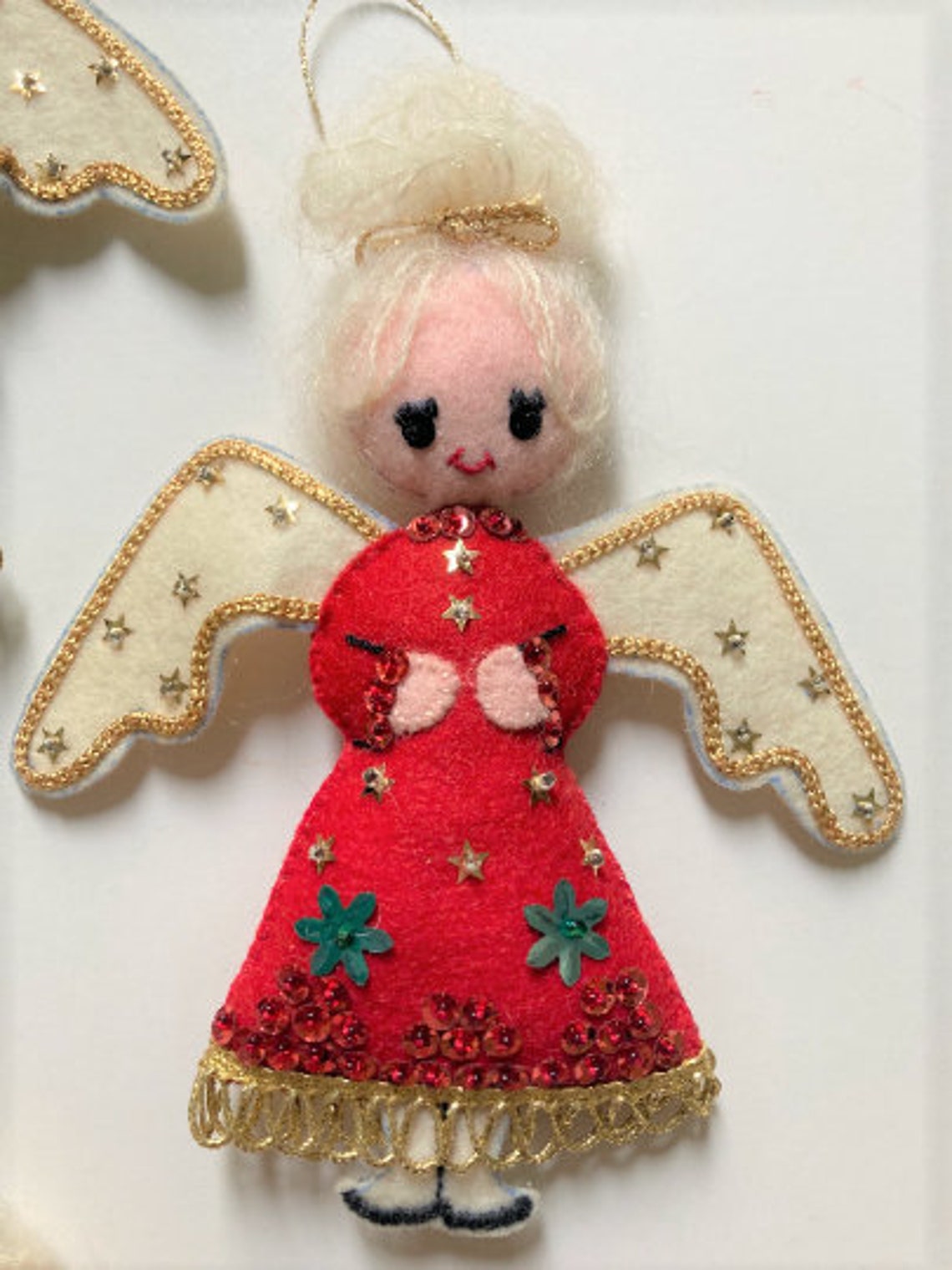 Vintage Handmade Bucilla Jeweled Sequin Felt Ornaments Set Etsy