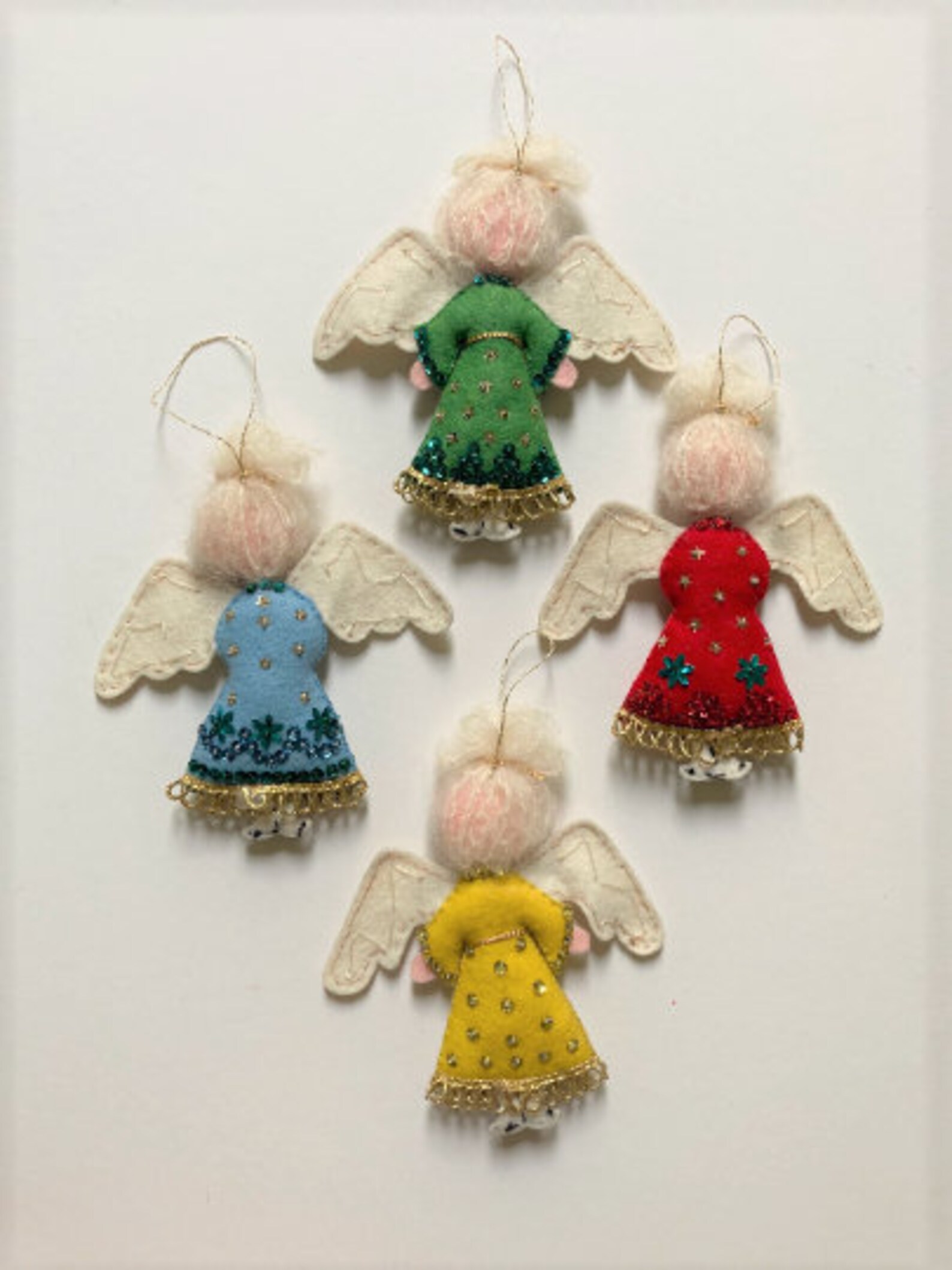 Vintage Handmade Bucilla Jeweled Sequin Felt Ornaments Set Etsy