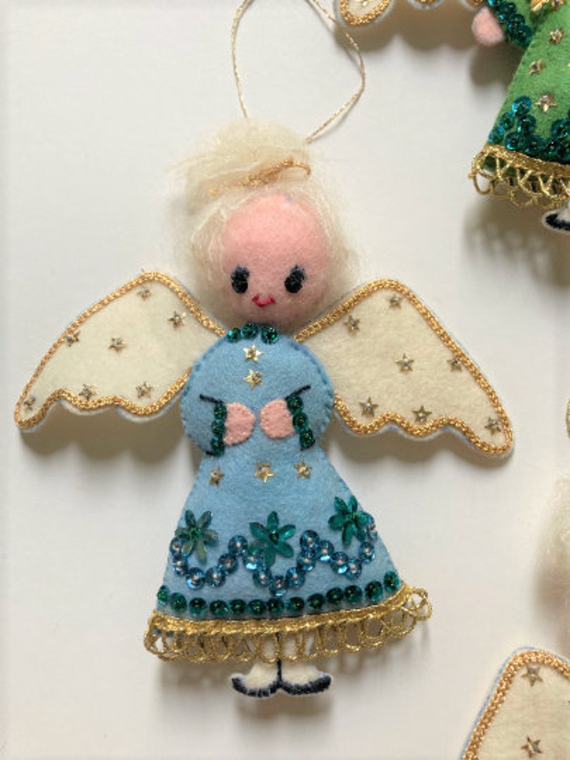 Vintage Handmade Bucilla Jeweled Sequin Felt Ornaments Set Etsy