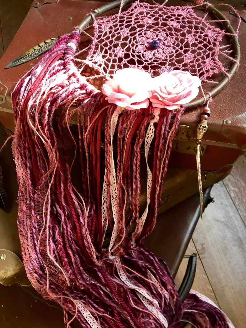 Dream Catcher Boho Decor Pink Doily Dreamcatcher Nursery Etsy