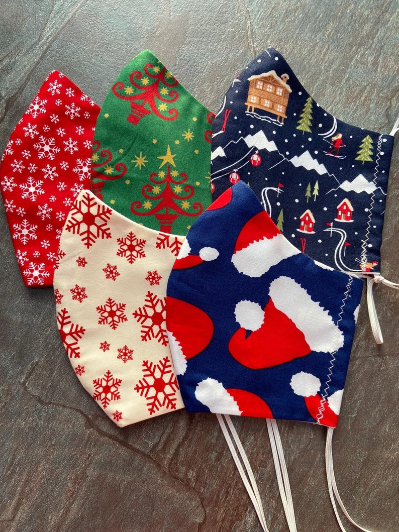 Fabric Face Masks Christmas Prints 100% Cotton Double image 6