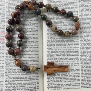 Protestant Prayer beads, Anglican,Christian, Methodist, Episcopal, Lutheran large Prayer Beads for men & women, Holy Land olive wood  gift