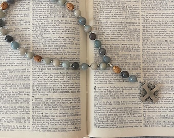 Protestant Prayer beads,Anglican, Christian,Methodist, Episcopal, Lutheran prayer beads for men & women, Pewter Jerusalem cross