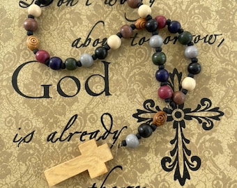 Protestant Prayer beads, Anglican,Christian,Methodist,Lutheran, Episcopal prayer beads for young men & women,olive wood cross from Holy Land