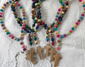 Prayer beads for Confirmation classes, Protestant prayer beads, Wooden prayer beads, Holy Land olive wood cross, Confirmation gift