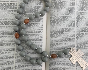 Anglican Prayer Beads: Olive Wood Serenity Cross, Christian Gift