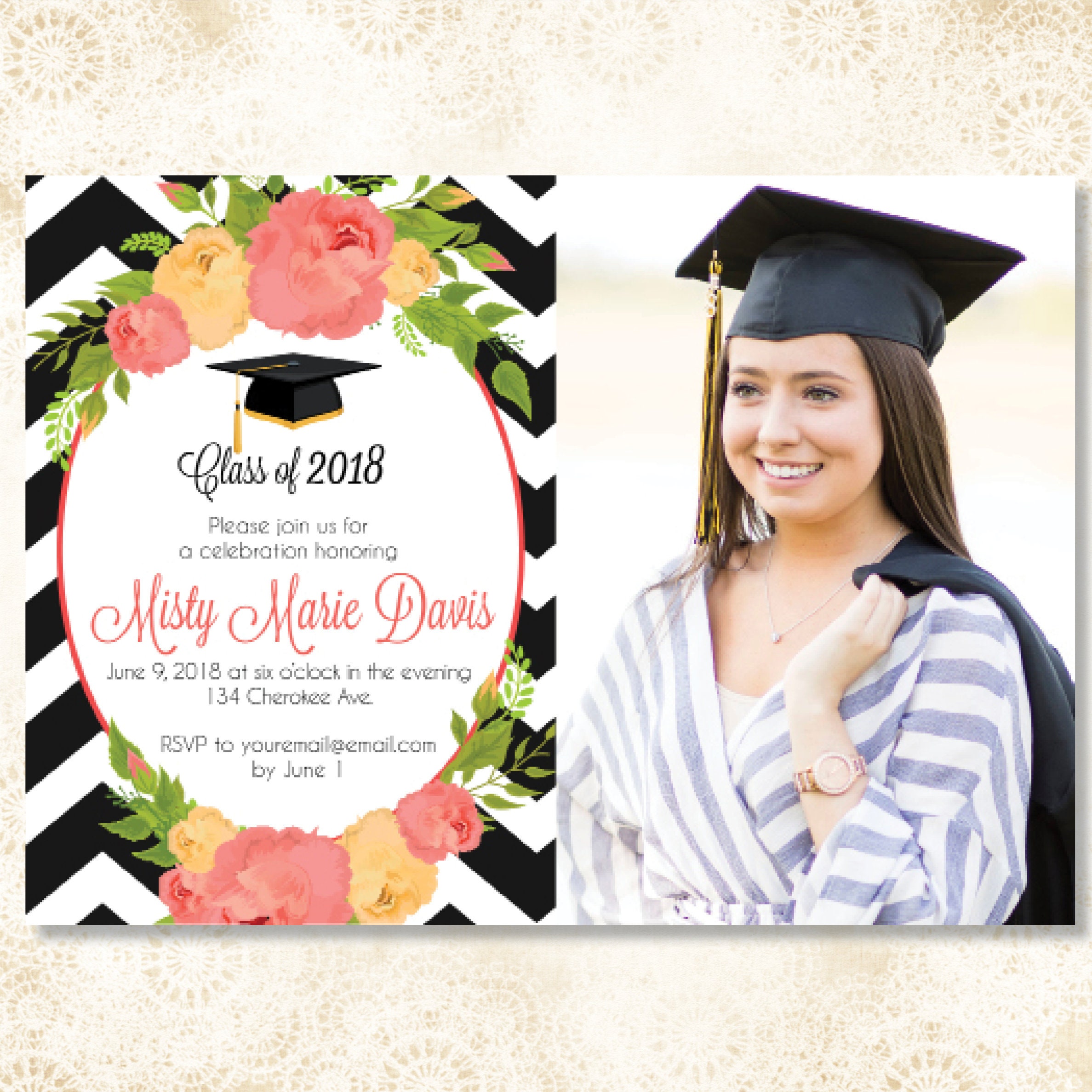 5x7 Customized Graduation Invitation - Etsy