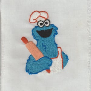Vintage Sesame Street Cookie Monster Completed Needlepoint (5” x 7”)