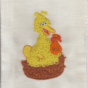 Vintage Sesame Street Big Bird Completed Needlepoint (5&quot; x 7&quot;)