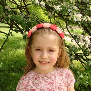 Spring Flower crown Blush and Coral flower girl fascinator headband Gift for girls Floral crown wedding Blush pink Flower girl headband