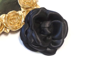 Black Camellia Brooch Black flower brooch Black Camellia Corsage pin Silk flower Black Flower Headpiece Black Camellia  Accessory for hair