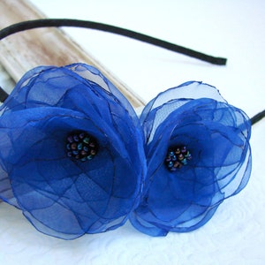 Blue hairpiece Bridesmaids Royal blue headband woman&#39;s Blue flower headpiece Royal blue flower girl Headband Royal blue wedding fascinator