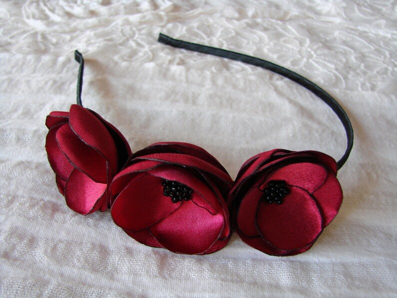 Burgundy Headband Flower Girl Burgundy Fascinator Flower Wine Etsy