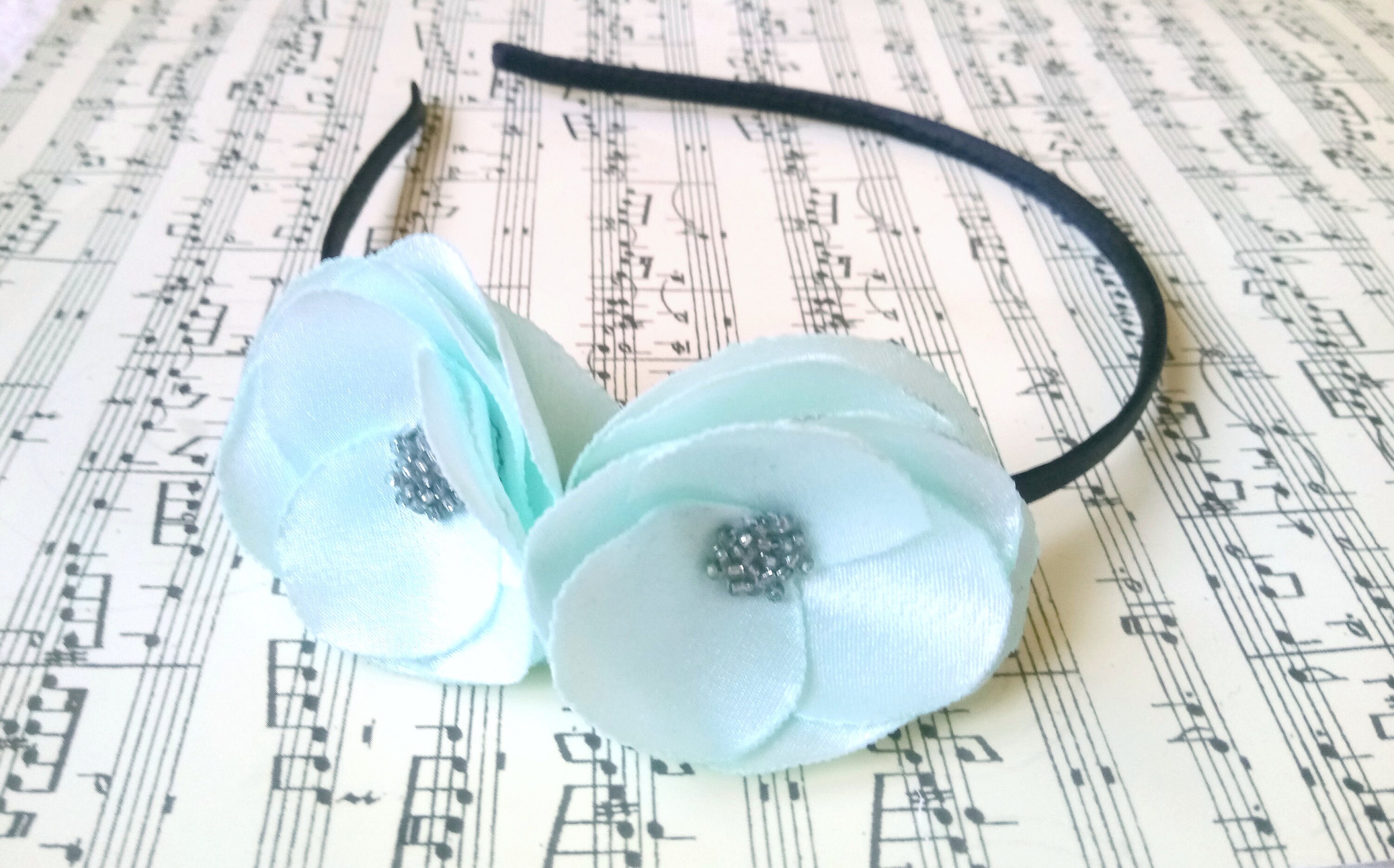 Aqua blue Flower headband Aqua blue fascinator Flower girl Aqua blue headdress Bridesmaids Aqua blue wedding