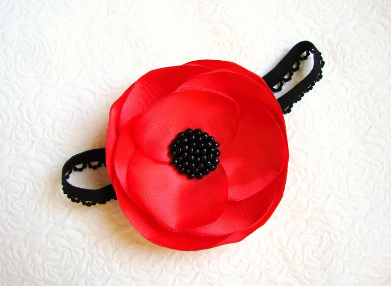 Poppy headband Red flower headband Girls Poppy headband Poppy wedding hairpiece Red poppy headpiece Poppy headdress Poppy hair clip image 6