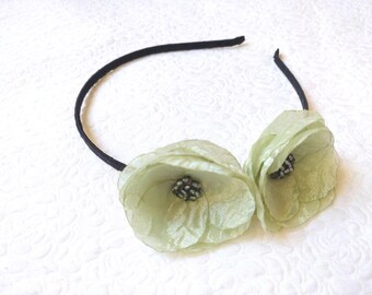 Sage Green flower headband Bridesmaids Sage Green flower girl fascinator Sage Green Adult headband Sage Green wedding headband