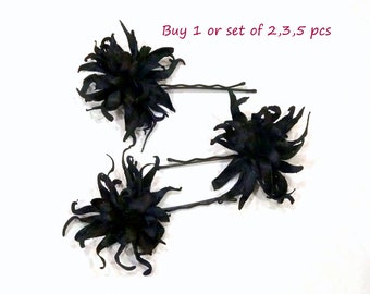 Hair pins black Chrysanthemum hair pins Chrysanthemum wedding pins Bridesmaids black hair pins Flower girl hair flowers Black Chrysanthemum