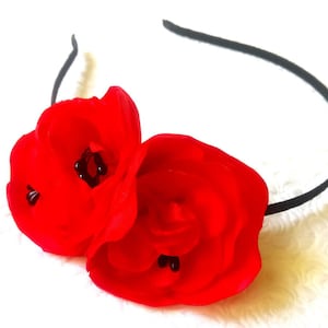 Red headband Girls Red flower girl headband woman&#39;s head piece Red Bridal fascinator Red Bridesmaids headband Red hair  flowers