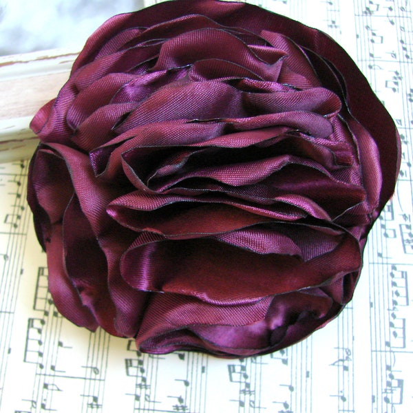 Brooch flower Plum Rose Silk flower pin Plum Flower Headpiece Plum bridal Accessory Gift for mother Plum silk flower pin dark Wine red