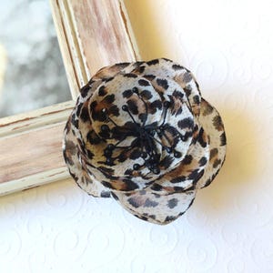 Leopard print pin Leopard Chiffon flower pin Gift for her Corsage pin flower Leopard Gift for mom Prom photo pin Leopard fabric Hair clip