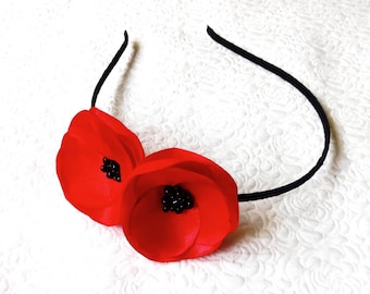 Mohnblumen Haarband Brautjungfern Poppy Kopfschmuck Blumenmädchen Poppy Hochzeit Kopfschmuck Mohnblumen Haarband