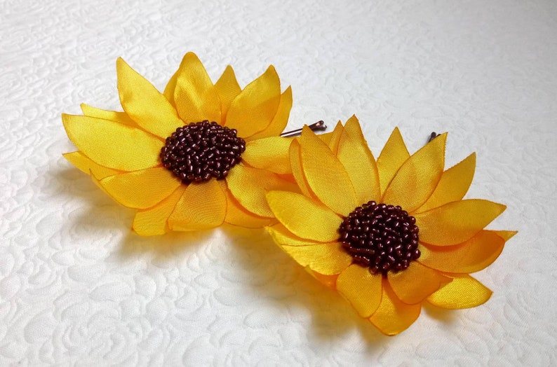 Sunflower hair clips Bridal Sunflower facsinator Rustic Etsy