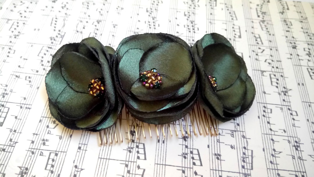 Flower Hair Comb Olive Green Hair Accessory Maid of Honor Hair Comb