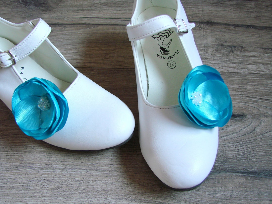 Blue Flower Shoe Clips Blue Shoe Accessorry Something Blue Etsy