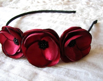 Burgundy headband Flower girl Burgundy fascinator flower Wine Red headband Adult Burgundy headpiece Gift for girls Burgundy wedding headband