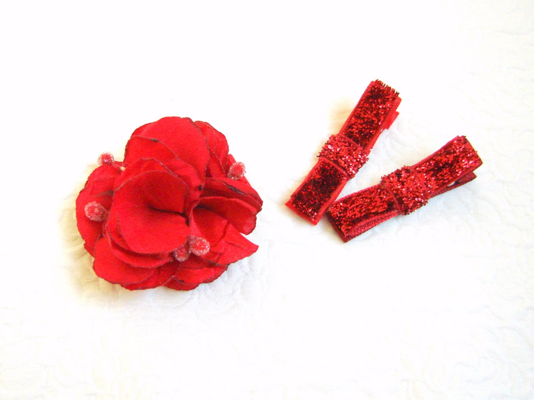 Christmas Hair Clips Red Hair Clips Toddler Red Sparkle Hair Etsy