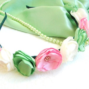 Floral Wedding crown Flower girl headband Wedding flower crown Spring girls headband Photo props headband Floral headpiece